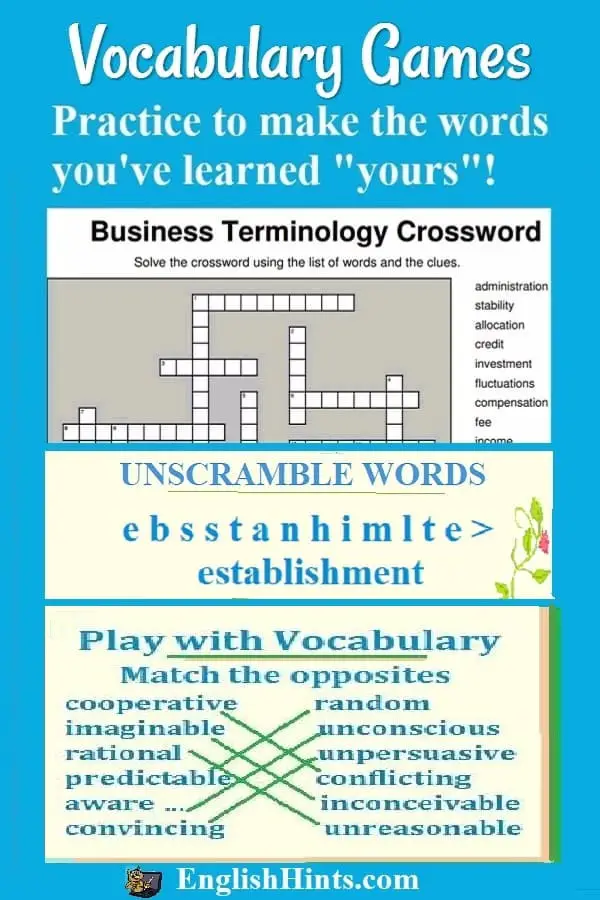 Online Vocabulary Games And Practice Activities