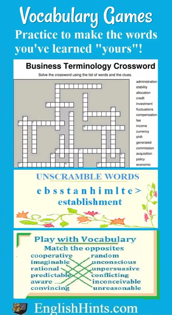 Online Vocabulary Games And Practice Activities